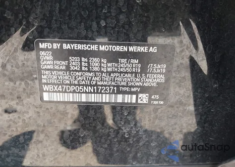 2022 BMW X3 Sdrive30I from USA, damaged, VIN WBX47DP05NN172371